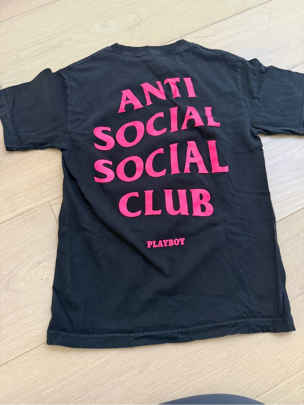 Anti Social Social Club X Playboy Black T-Shirt with Pink Logo